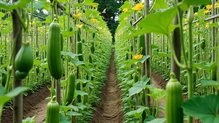 Ridge gourd Farming (Photo/Meta AI)