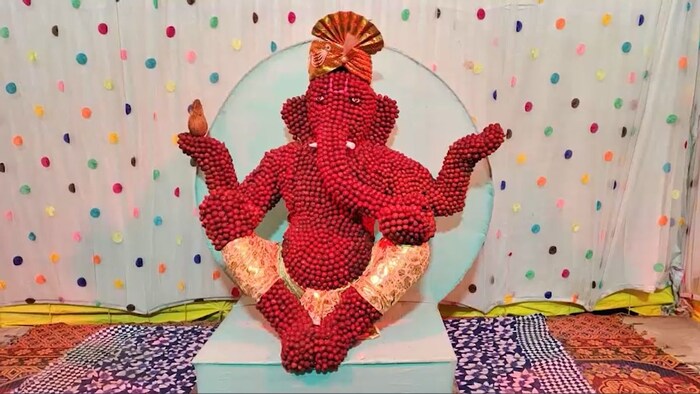 किसानों ने सुपारी से बनाई बप्पा की मूर्ति