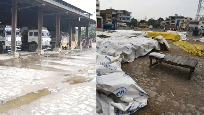 बारिश में बह रहा किसानों का धान