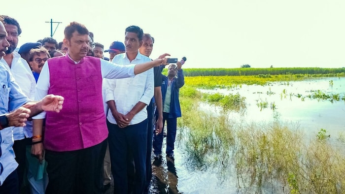 Maharashtra CM In Submerged Field