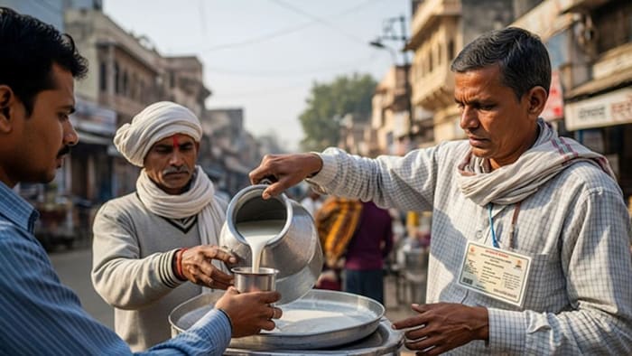 बिना लाइसेंस दूध बेचा तो खैर नहीं (AI तस्वीर)