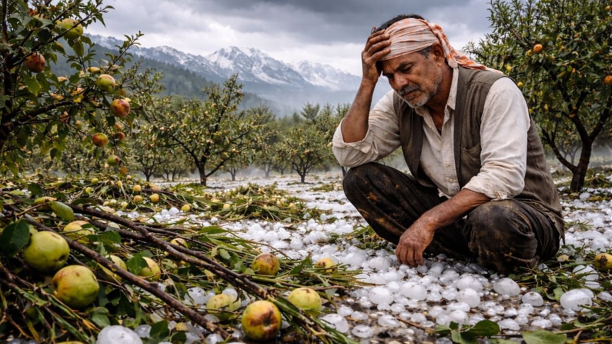 ओलावृष्टि से बागवानी फसलें बर्बाद (AI- तस्वीर)