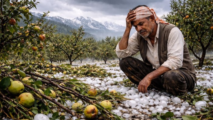 ओलावृष्टि से बागवानी फसलें बर्बाद (AI- तस्वीर)