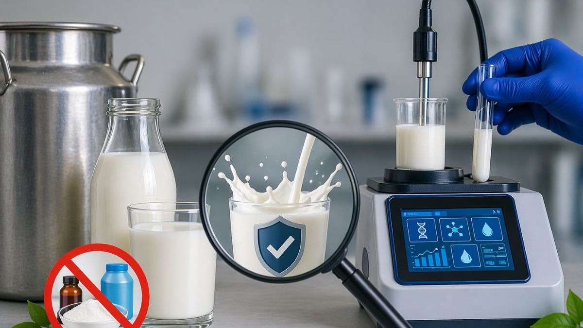मिलावटी दूध की जांच (AI- तस्वीर)