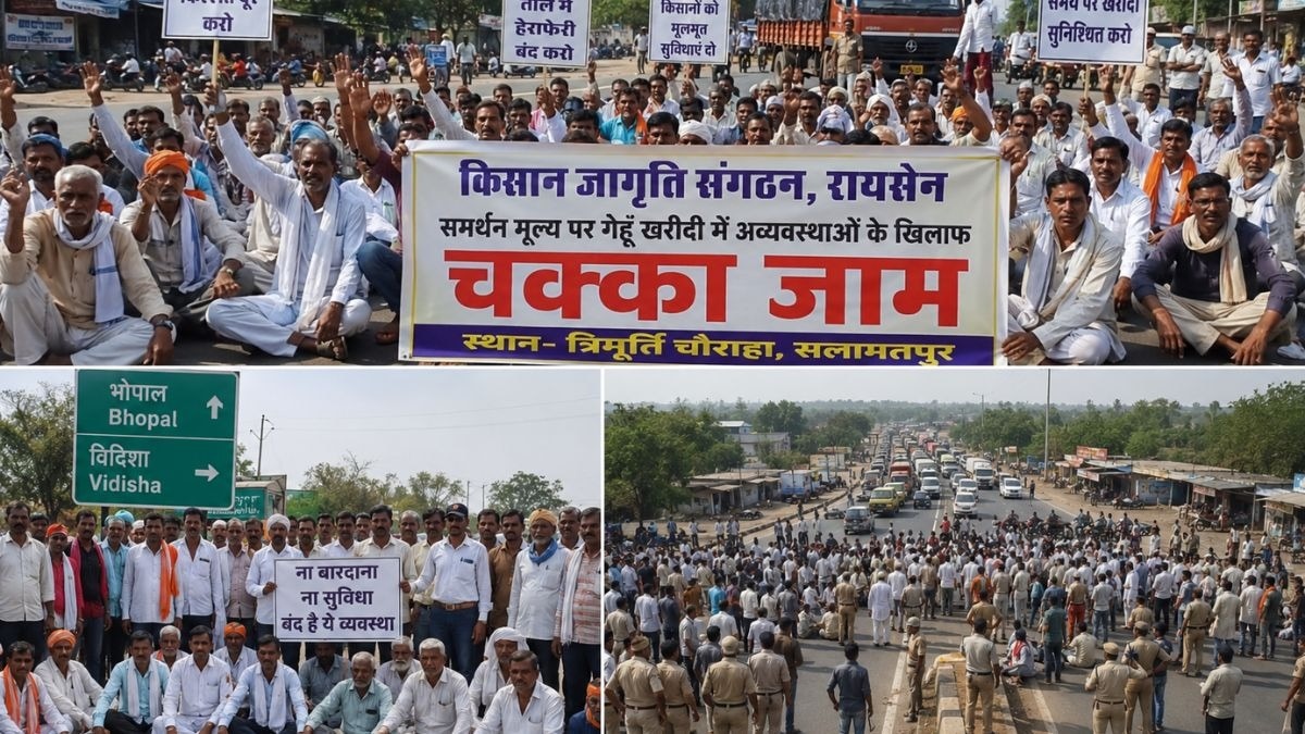 खरीदी केंद्रों की बदहाली से नाराज किसान, रायसेन में दो घंटे किया चक्काजाम