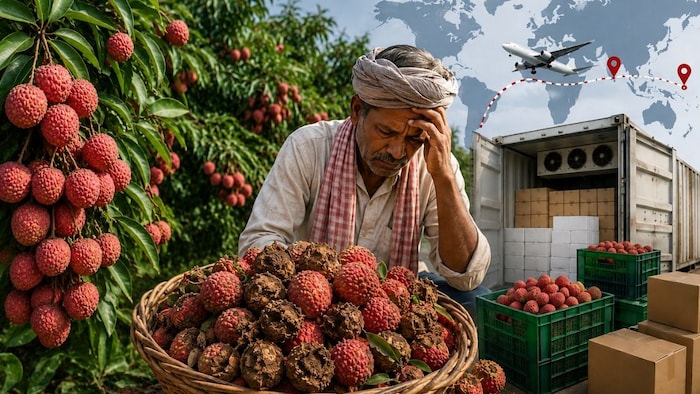 बिहार की लीची पर संकट (AI- तस्वीर)