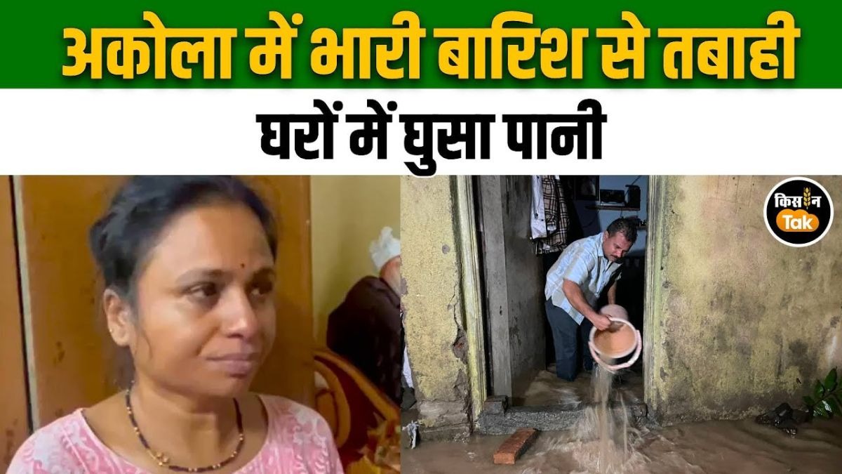 अकोला में भारी बारिश बनी आफत, घर में घुटनों तक पानी, अनाज और कपड़े बर्बाद 