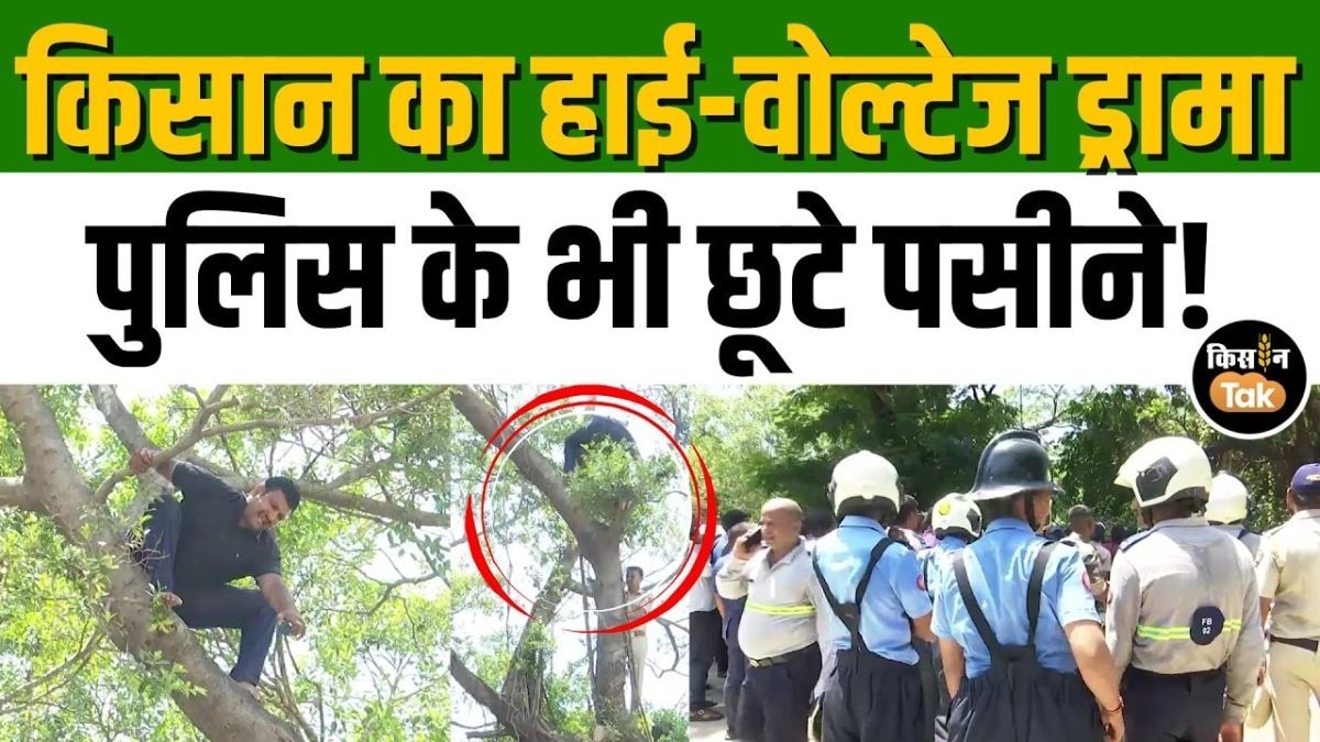 कर्जमाफी की मांग पर पेड़ पर चढ़ा किसान