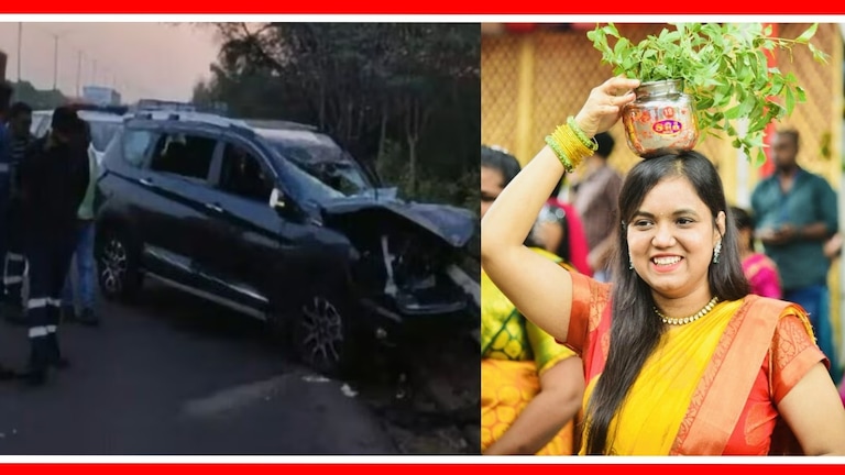 Lasya Nanditha : भरधाव कार डिव्हायडरवर धडकली, आमदार नंदिता यांचा मृत्यू BRS woman MLA Lasya Nandita dies in Car accident