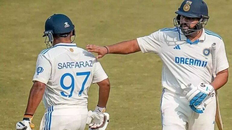 Video : Rohit sharma ने मैदानातच सरफराझला झापलं,' 'ए भाऊ, हिरो नाही बनायचं इथं'' sarfaraz khan