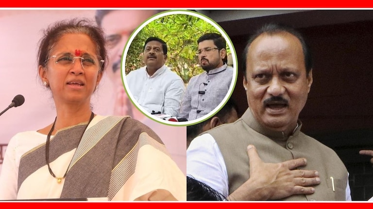 Baramati Lok Sabha election : सुप्रिया सुळेंना अजित पवारांचा धक्का, प्रचारप्रमुखच फोडला! सुप्रिया सुळे आणि अजित पवार. वर्तुळात प्रविण माने आणि दशरथ माने.