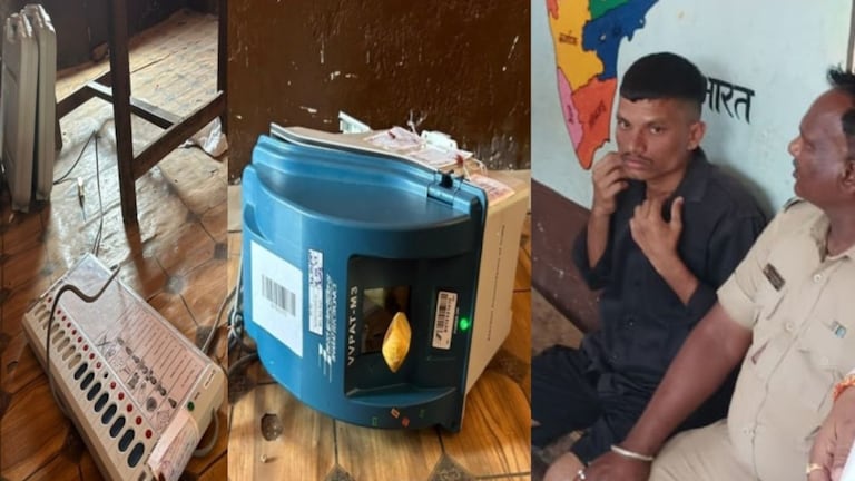Nanded: कुऱ्हाडीने EVM फोडलं, मतदान केंद्रात भयंकर घटना...नेमकं काय घडलं? भैय्यासाहेब एडके या तरूणाला ताब्यात घेतले. बेरोजगारीला कंटाळून भैय्यासाहेबने हे कृत्य केल्याची माहिती आहे.