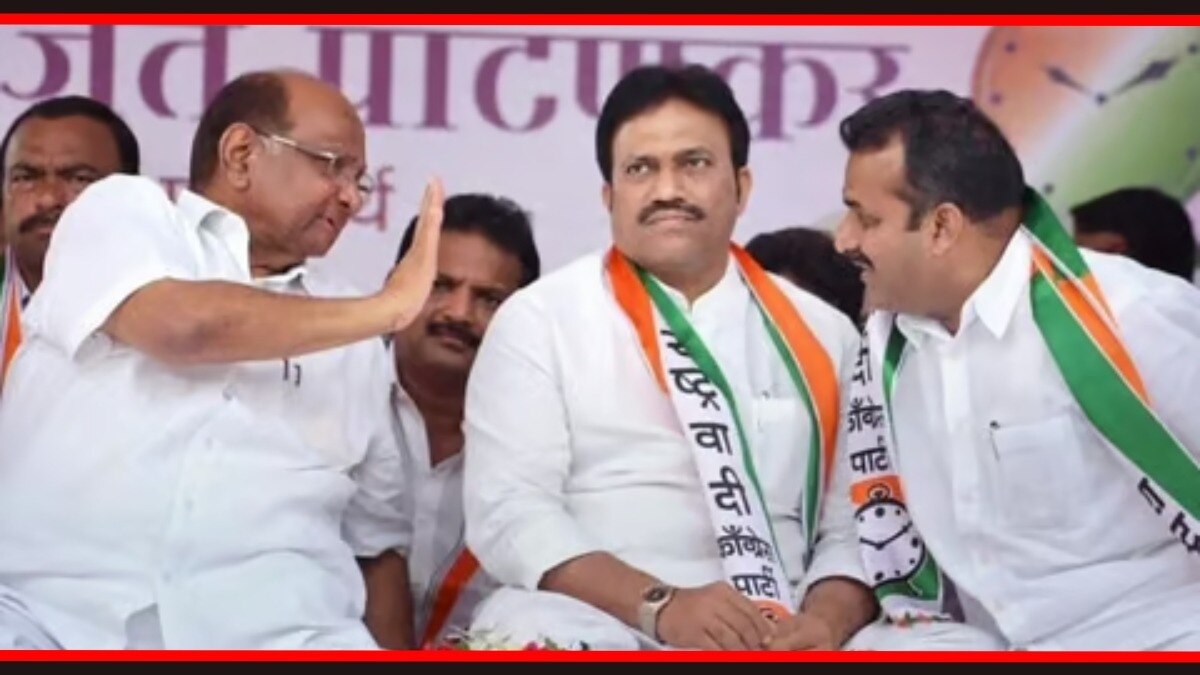 साताराचे उमेदवार शशिकांत शिंदे आणि शरद पवार. 