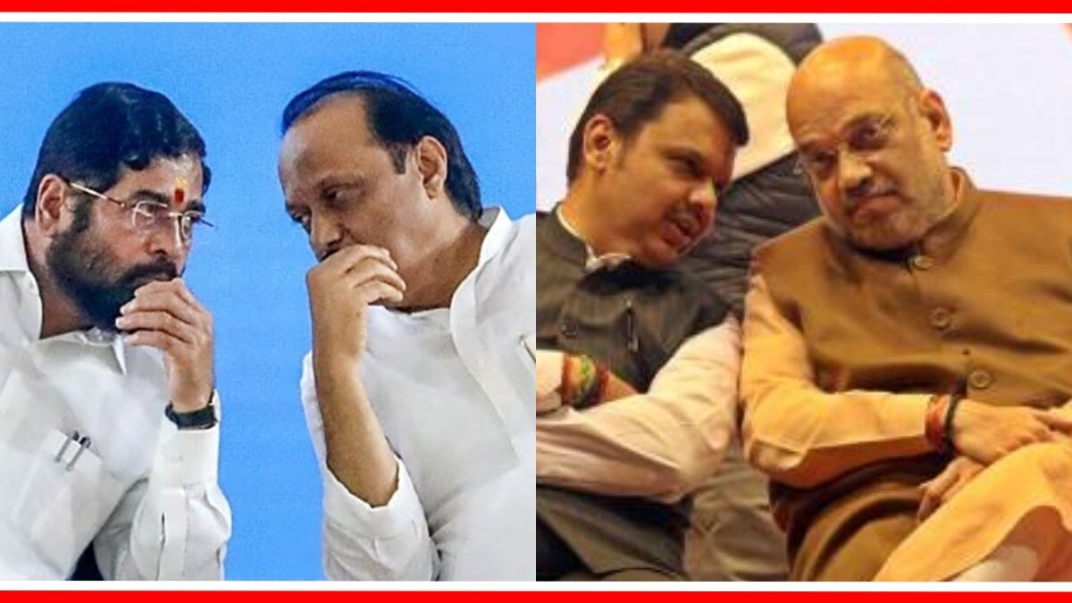 एकनाथ शिंदे, अजित पवार, देवेंद्र फडणवीस आणि अमित शाह.