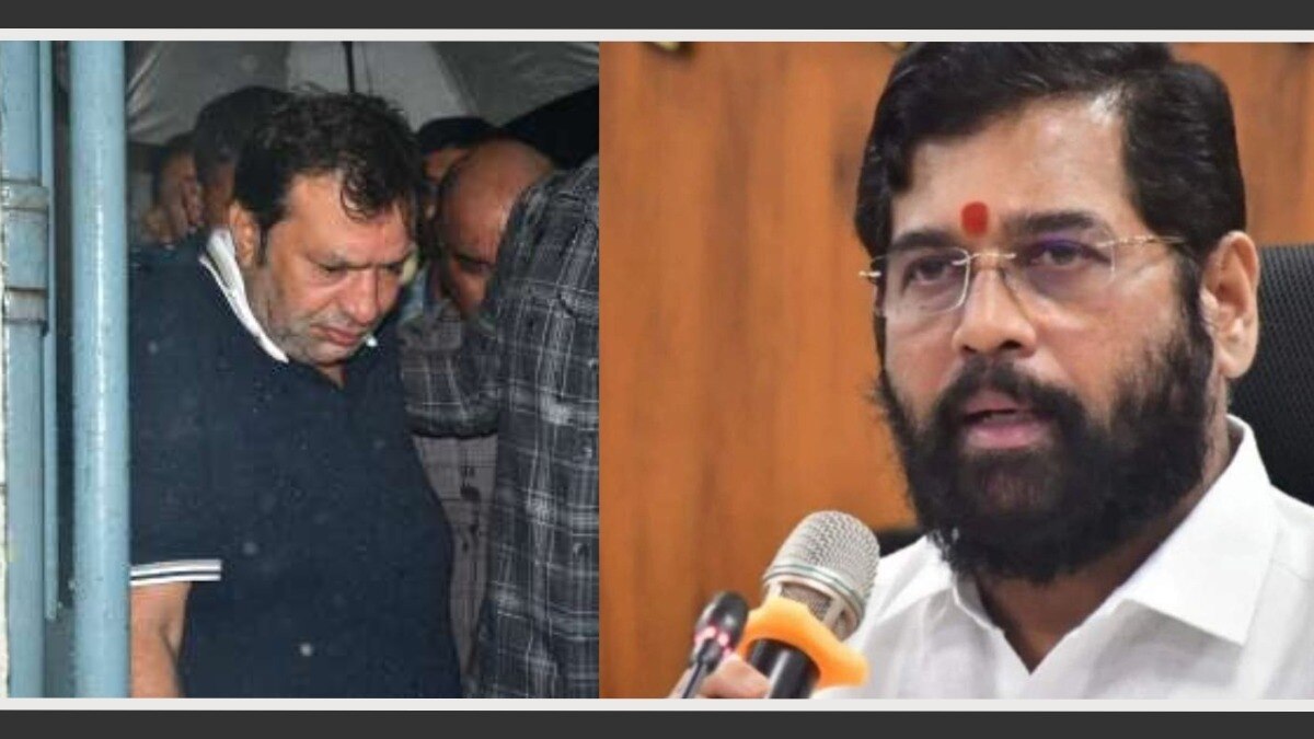 आरोपी मिहीर शाहचे वडील राजेश शाह आणि मुख्यमंत्री एकनाथ शिंदे.