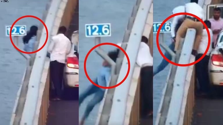 Video : अटल सेतूवर उतरली अन् उडी मारायला गेली, पण...थरारक व्हिडीओ! कॅब चालकाच्या प्रसंगावधाने वाचला जीव