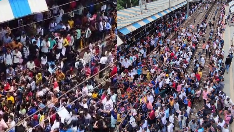 Badlapur Thane School case : 'फाशी... फाशी..' 7 तास बदलापूरकर रेल्वे ट्रॅकवर, एक इंचही मागे हटायला नाही तयार! तब्बल 7 तासापासून संतप्त नागरीकांनी ही रेल्वे वाहतूक रोखून धरली आहे.