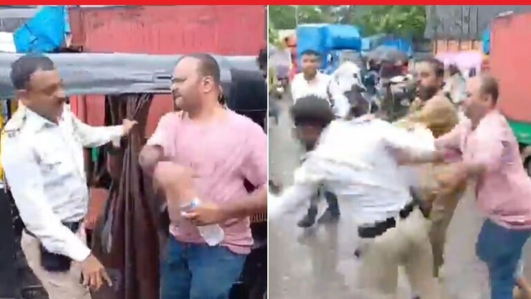 Ulhasnagar: वाहतूक पोलीस-रिक्षा चालकात तुंबळ हाणामारी, कुणी कुणाच्या कानशिलात लगावली? पाहा VIDEO Ulhasnagar Traffic Police Vs Auto Driver Viral Video
