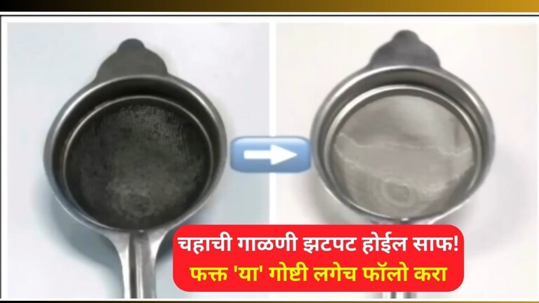 चहाची गाळणी काळीकुट्ट झाली? काही मिनिटांतच होईल पांढरीशुभ्र, फक्त फॉलो करा 'या' Kitchen Tips , Tea Strainer Cleaning Tips In Marathi
