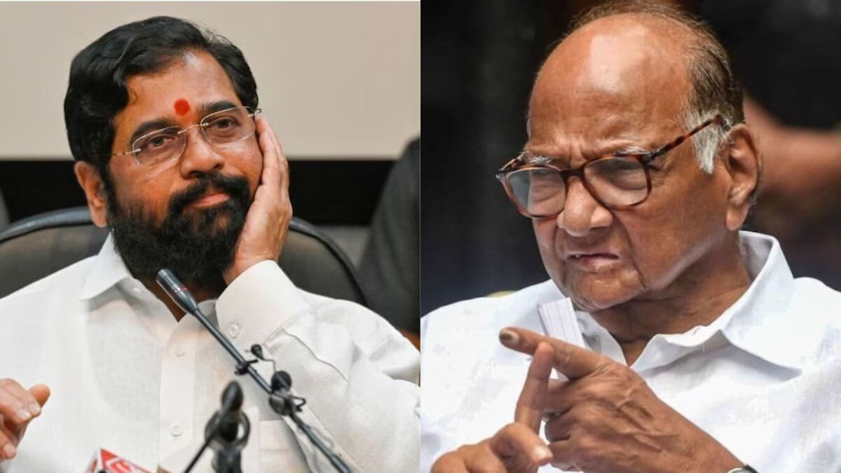 Eknath Shinde : "...तेव्हा ईव्हीएम घोटाळा", उपमुख्यमंत्री एकनाथ शिंदेंचा शरद पवारांवर निशाणा Eknath Shinde On Sharad Pawar