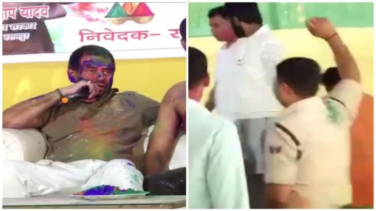 Tejpratap Yadav यांच्या आदेशावर डान्स करणाऱ्या पोलिसावर कारवाई, 'त्या' स्कूटरचंही चलन फाडलं  Mumbai Tak