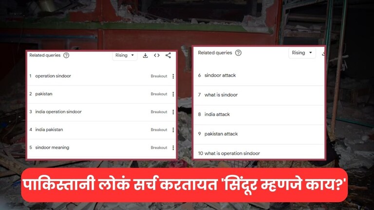 पाकिस्तानी लोकं सर्च करतायत 'सिंदूर म्हणजे काय?', काय माहिती समोर आली पाहा... पाकिस्तानी लोकं सर्च करतायत 'सिंदूर म्हणजे काय?'