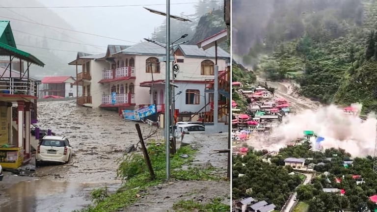 Video Of Cloudburst: असा प्रलय तुम्ही कधीही नसेल पाहिला, निसर्ग कोपला अन् घरच्या घरं नेली वाहून helipad was destroyed military camp in Harshil was hit many soldiers missing 200 people would have been present in dharli at the time of uttarkashi cloudburst