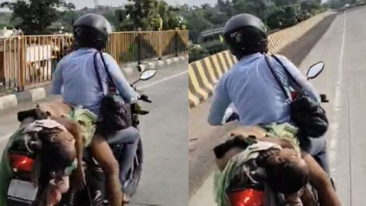 ट्रकने दिली मोटारसायकलला धडक, नवऱ्याने वाहनांना थांबण्याची हात जोडून केली विनंती, अखेर नवऱ्याने बायकोचा मृतदेह गाडीला बांधला...