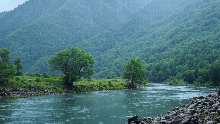 कोकणात वादळी वाऱ्यासह मुसळधार पाऊस, रायगडला पावसाचा रेड अलर्ट तर काही ठिकाणी येलो अलर्ट जारी Maharashtra Weather Today (फोटो- Grok AI)