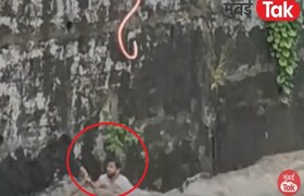 मिठी नदीनं ओलांडली धोक्याची पातळी, तरुण गेला वाहून, धडकी भरवणारा Video व्हायरल mumbai monsoon