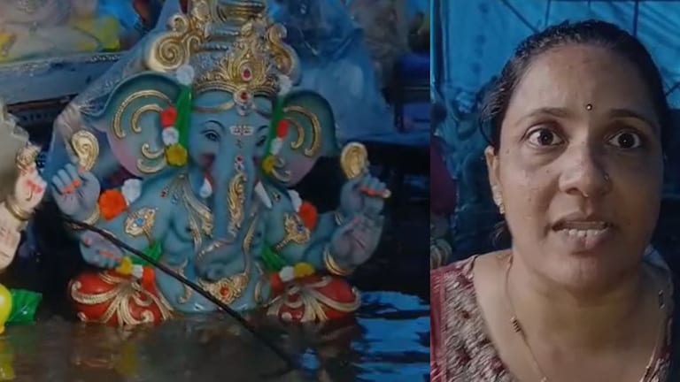 अरेरे... गणपती बाप्पाच्या मूर्ती पुराच्या पाण्यात, 'या' महिलेचा टाहो तुम्हालाही येईल रडू! Mumbai Heavy Rain
