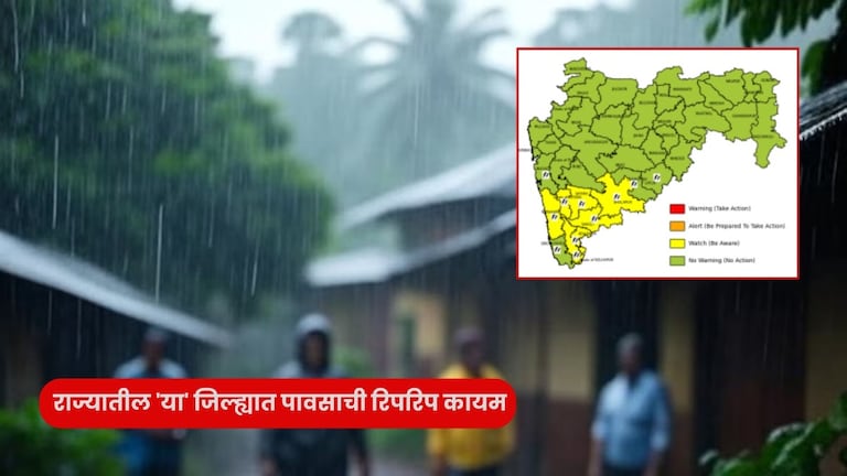 Maharashtra Weather : राज्यातील 'या' जिल्ह्यात पावसाची रिपरिप, तर काही भागांत येलो अलर्ट maharashtra weather