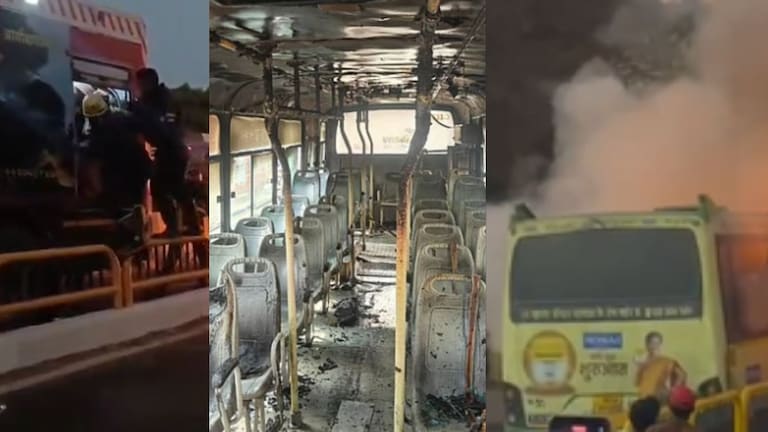 पुण्याची गोष्ट : 15 प्रवाशांनी भरलेल्या चालत्या बसला भीषण आग, ड्रायव्हरने जीवाची बाजी लावत केलं मोठं काम, अग्नीशमन दलाने.. Pune news