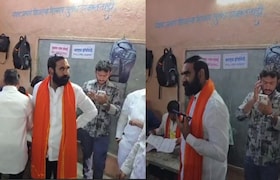 संतोष बांगरांनी सर्व नियम मोडले, मतदान केंद्रावर फोनवर गप्पा, बटण दाबण्यास सांगितलं अन् घोषणाबाजी VIDEO Santosh Bangar