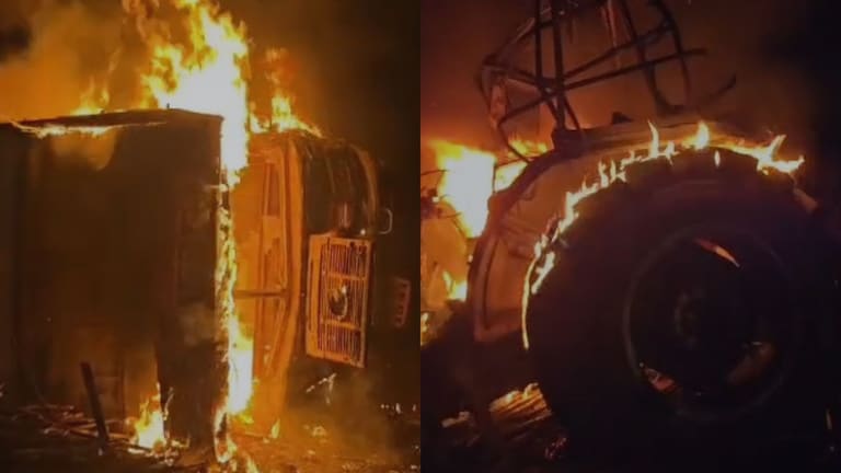 इंदापुरात ट्रॅक्टर-ट्रकचा भीषण अपघात, दोन्ही वाहनांनी घेतला पेट, ट्रॅक्टर चालकाचा आगीत होरपळून दुर्दैवी अंत Indapur Accident