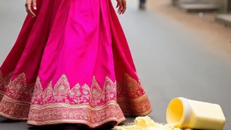दुकानाबाहेर महिलेच्या लेहंग्यातून पडला तुपाचा डबा, झडती घेताच 30 हजारांचं सामान... चित्रपटाला लाजवेल अशी घटना Viral News