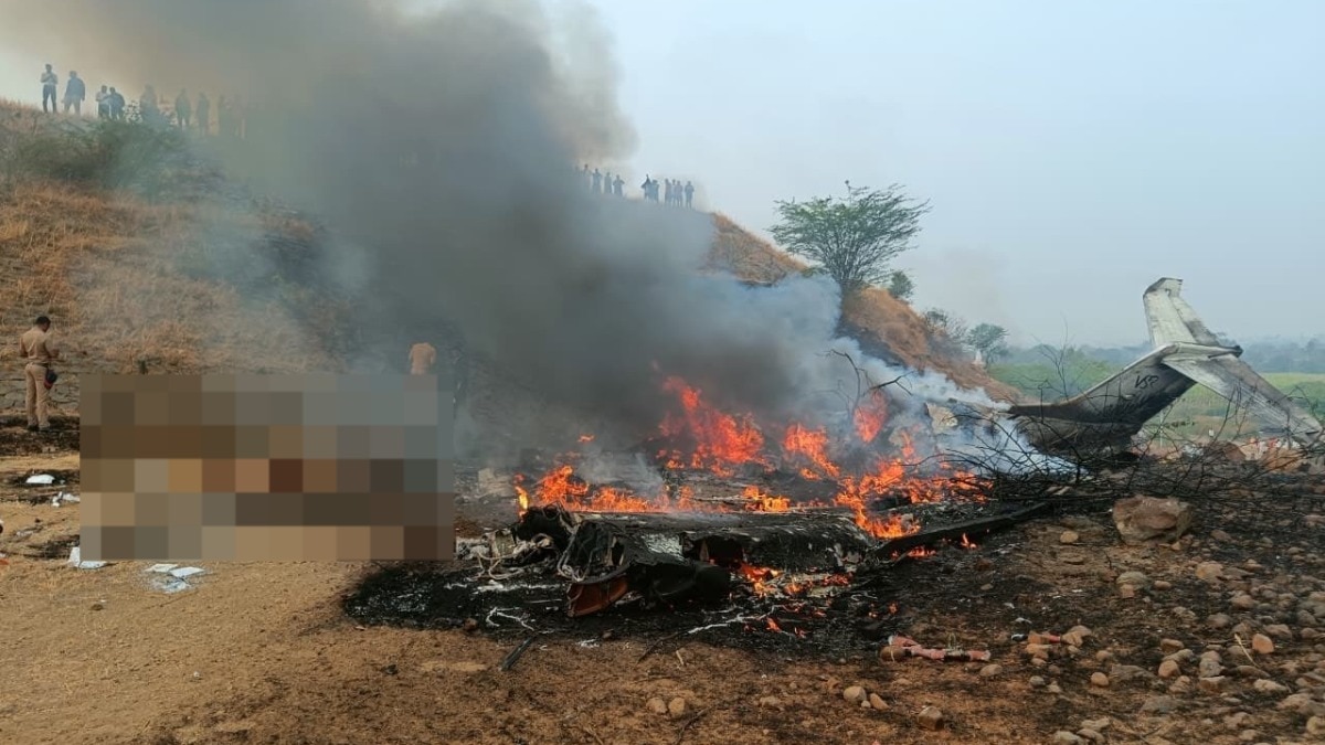 maharashtra dcm ajit pawar plane turned into a fireball upon crashing terrifying photos from crash site