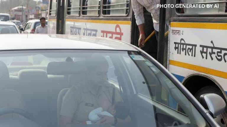 महिला पोलीस अधिकारी कारमध्ये बाळाला दूध पाजत असताना नराधमांचे अश्लील हावभाव, बसमधून नको ते केलं Crime News