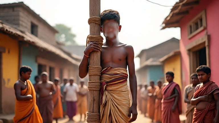 अल्पवयीन मुलाचे मुलीशी अश्लील चाळे, ग्रामस्थांच्या आरोपानं खळबळ, खांबाला बांधून मारहाण करत व्हिडिओ रेकॉर्ड केले Viral News