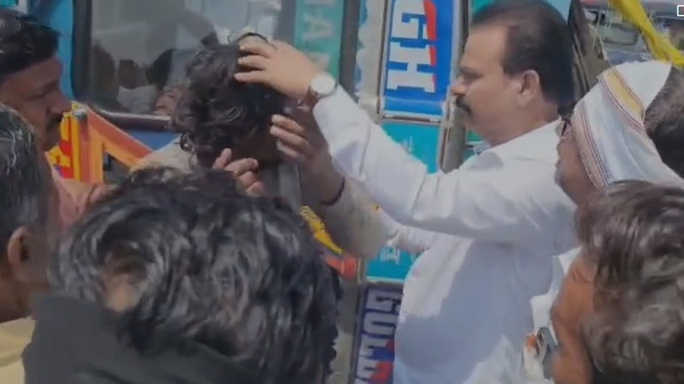 आमदाराने स्वतः काच फोडून वाचवले ट्रक चालकाचे प्राण! नेमकं काय घडलं? muktainagar mla chandrakant patil personally smashed glass to save life of an accident involved truck driver what exactly happened