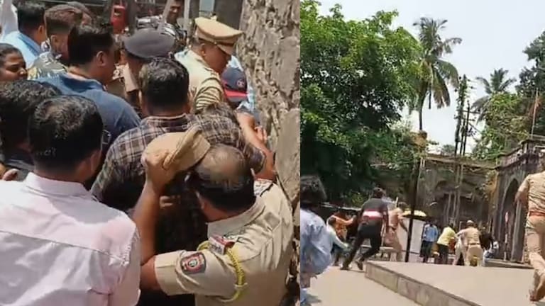 देवेंद्र फडणवीसांचा प्रतिकात्मक पुतळा जाळणार..इतक्यात पोलीस जीव तोडून धावले; कोल्हापुरात तुफान राडा VIDEO Kolhapur News