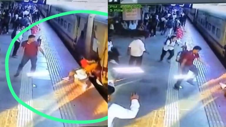 कल्याण : एका वर्षाच्या बाळासह धावत्या ट्रेनमधून उतरताना महिलेचा गेला तोल, RPF जवानाने वाचवले प्राण, VIDEO कल्याण