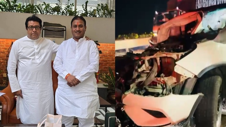 राज ठाकरे यांच्या निकटवर्तीयाचा भीषण अपघात, गाडीचा चक्काचूर MNS Dilip Dhotre Accident