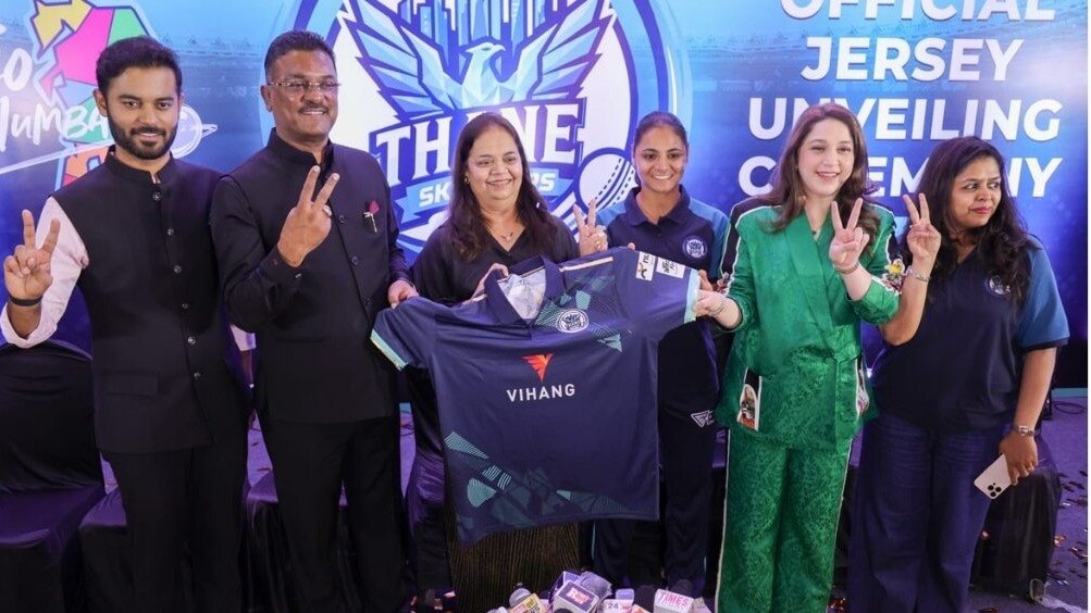wt20 womens league thane skyrisers jersey unveiled by maharashtra transport minister pratap sarnaik