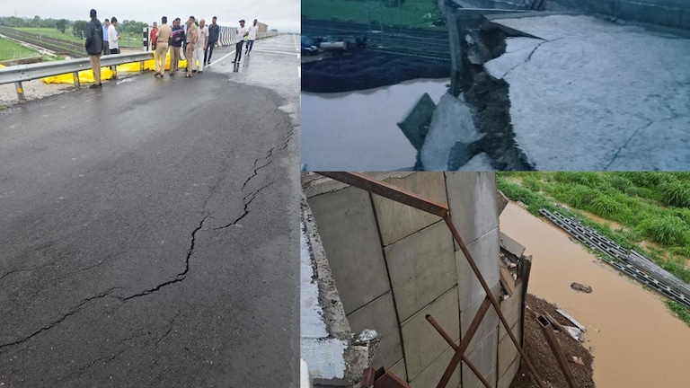 जळगाव : राष्ट्रीय महामार्गावरील उड्डाणपुलाचा भराव खचला, प्रशासनाकडून वाहतूक बंद Jalgaon mumbai nagpur highway bypasse flyove mbankment collapse