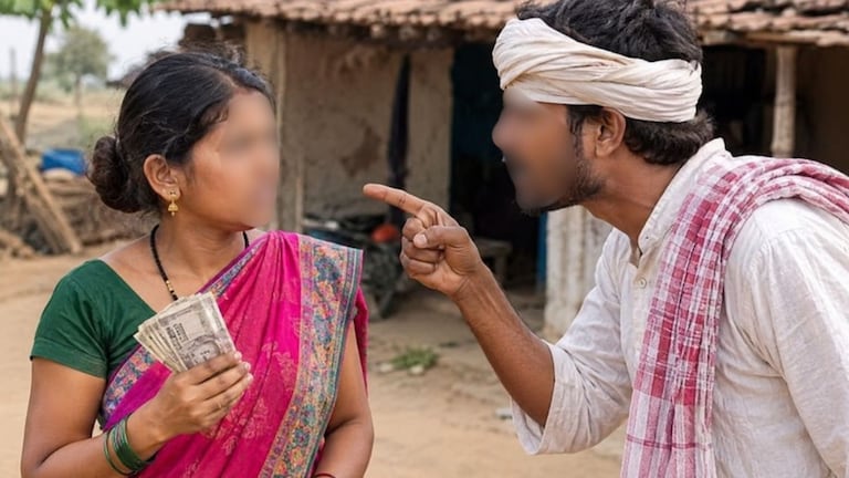 योजनेच्या पैशांवरून नवरा-बायकोत वाद, पतीनं पत्नीची जीभ तोडली crime news (AI Photo)