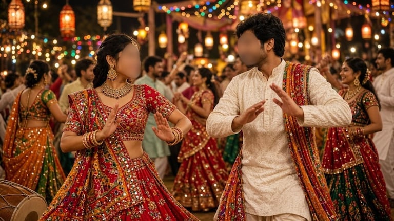 नवरात्रोत्सवात गरबा खेळण्यासाठी भाड्याने पार्टनर मिळणार? पोस्ट होतायत व्हायरल Rent A Garba Partner News (AI Photo)