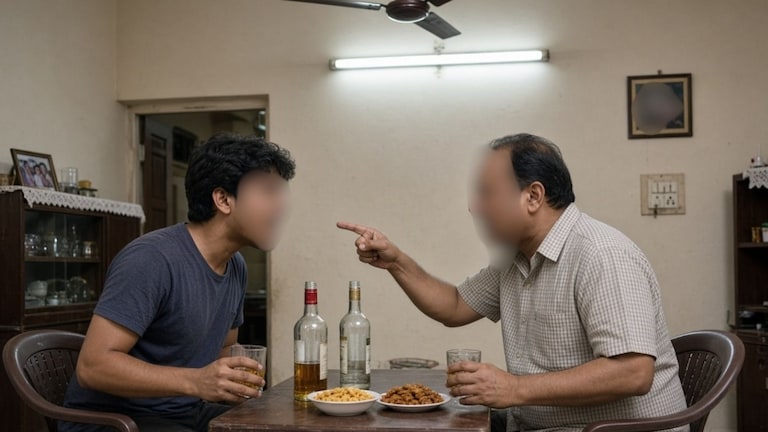 मद्यधुंद लेकाचा दारूवरून वाद, सपासप वार करून सावत्र वडिलांना संपवलं Crime News (AI Photo)