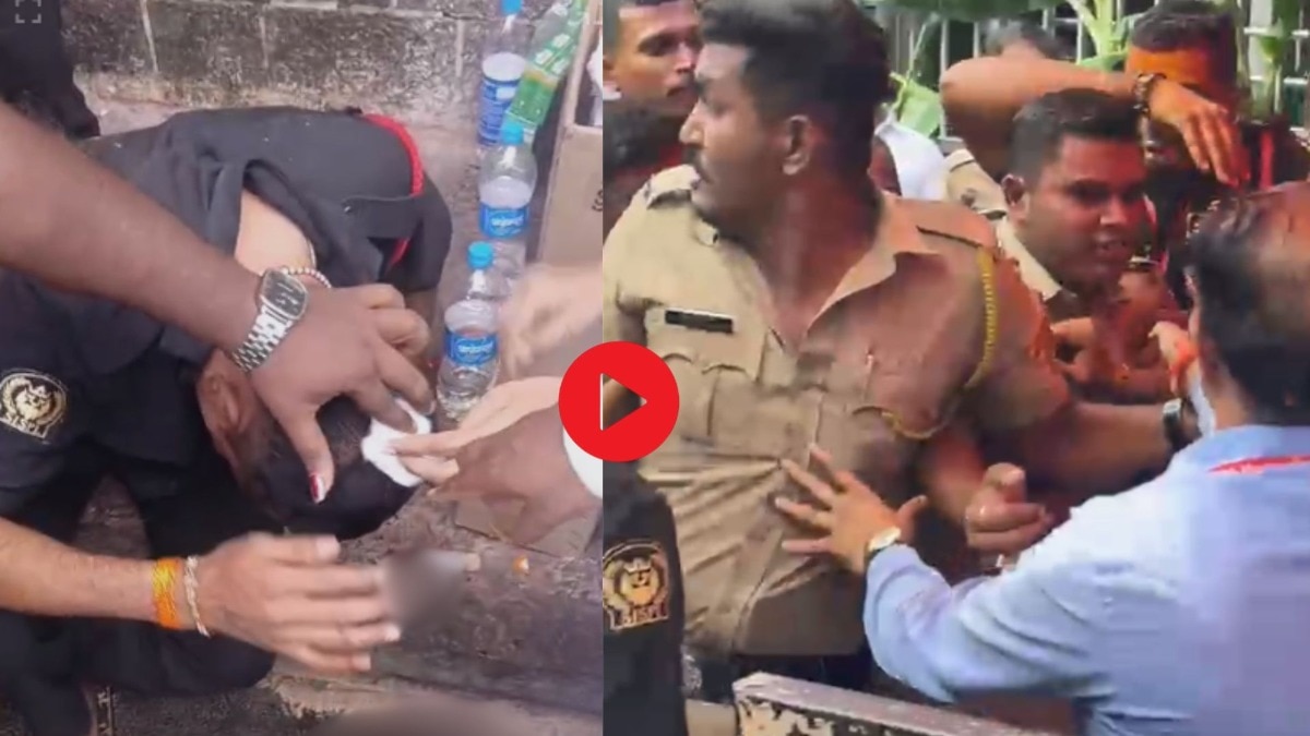 तुळजाभवानी मंदिरात पोलिसांचा राडा! मंदिर संस्थानच्या सुरक्षा रक्षकाचं डोकं फोडलं VIDEO 