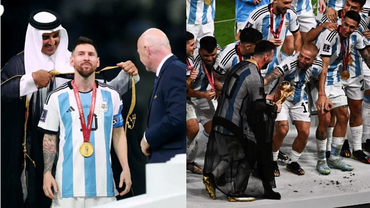 मेस्सीला ट्रॉफी देताना कतारकडून घालण्यात आलेल्या त्या काळ्या कपड्याची चर्चा; कसला ड्रेस होता तो? Mumbai Tak